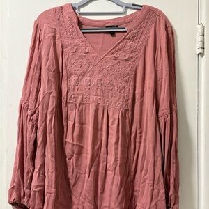 Torrid Dusty Rose Embroidered Blouse